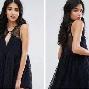 Free People Don’t You Dare Navy & Black Lace Dress